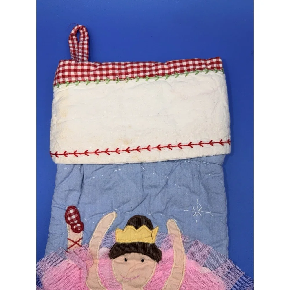 Pottery Barn Kids Ballerina Quilted Blue Christmas Stocking No Monogram